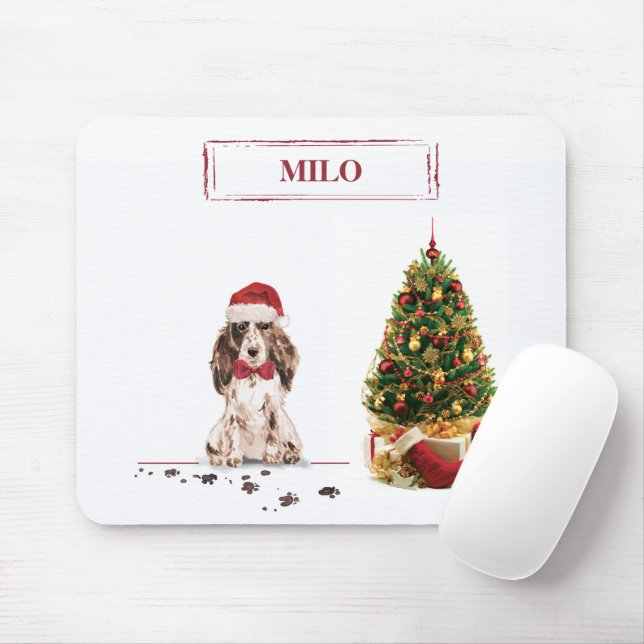 Mousepad Cocker Spaniel Marrom Cachorro Natal Divertido com (Com mouse)