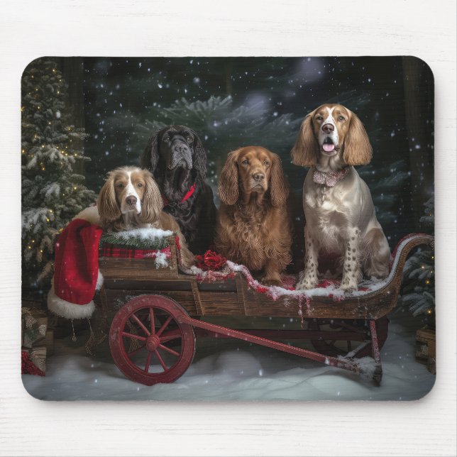 Mousepad Cocker Spaniel Nevado Trenó Natal Decoração (Frente)