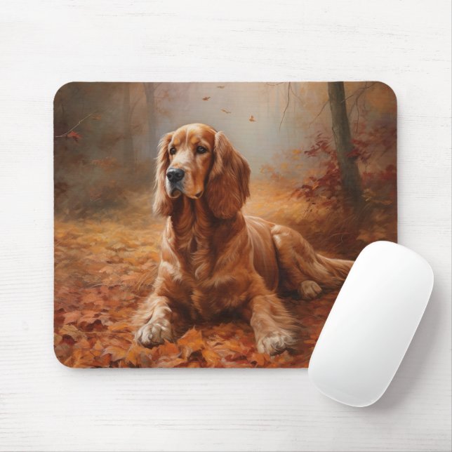 Mousepad Cocker Spaniel no Outono Folhas Caídas Inspiram (Com mouse)