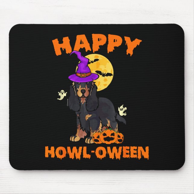 Mousepad Cocker Spaniel Preto e Marrom Bruxa Halloween (Frente)