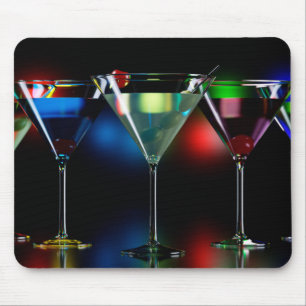 Mousepad Cocktails diferentes em óculos de martini com luze