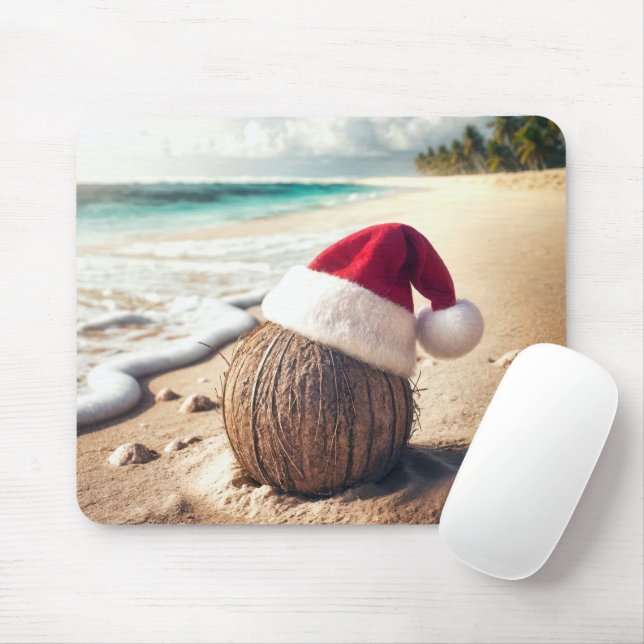 Mousepad Coco de Natal em uma praia (Com mouse)
