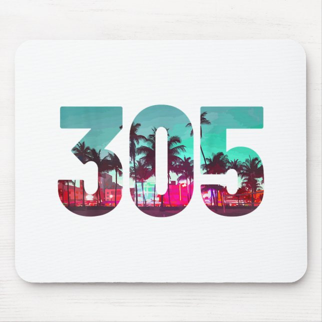 Mousepad Código de Área de Miami 305 - Prítico de Palmeiras (Frente)