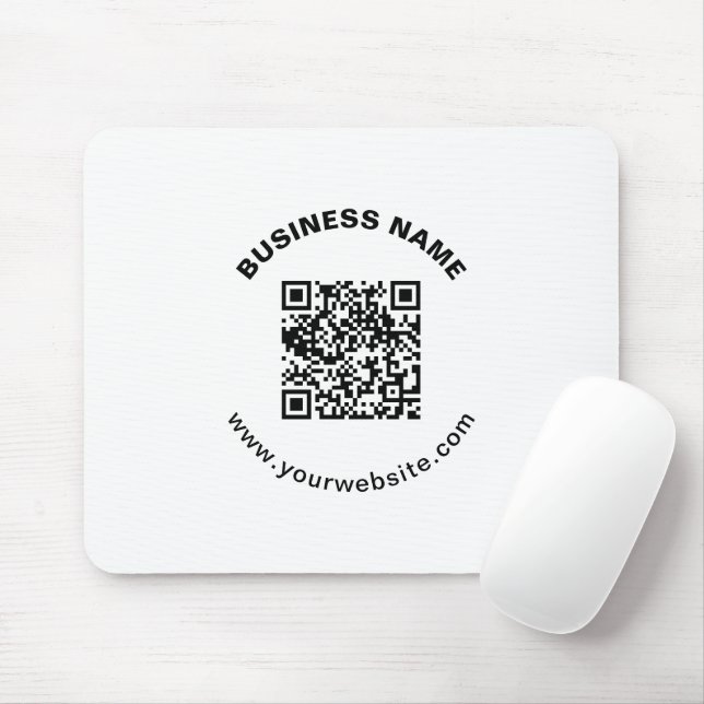Mousepad Código QR com Nome da Empresa Texto Circular em Ne (Com mouse)