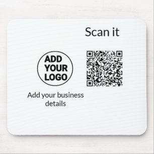 Mousepad Código QR minimalista simples adicionar logotipo n