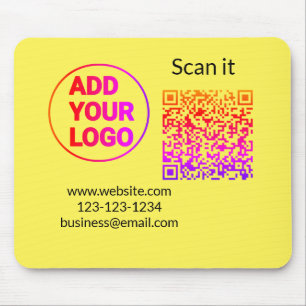 Mousepad Código QR minimalista simples adicionar logotipo n