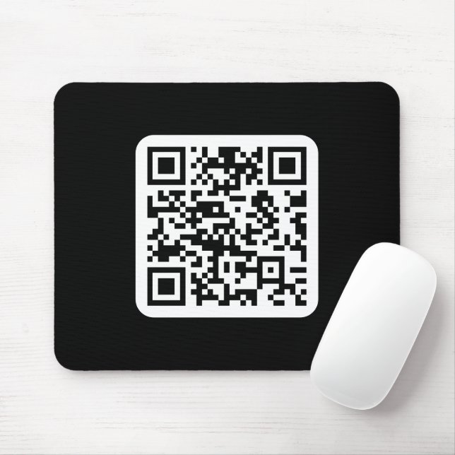 Mousepad Código QR moderno editável | Branco preto ou qualq (Com mouse)