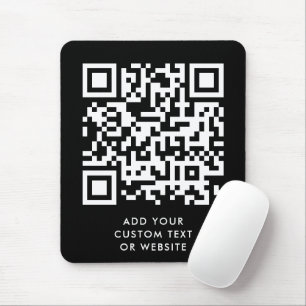 Mousepad Código QR Seu texto Black Modern Minimalist
