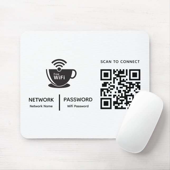 Mousepad Código QR Wifi Digitalização para conectar logotip (Com mouse)