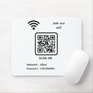 Mousepad Código WiFi QR Digitalize-me Junte-se à nossa senh