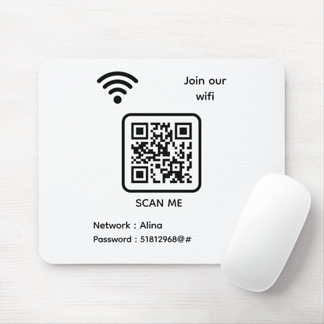 Mousepad Código WiFi QR Digitalize-me Junte-se à nossa senh (Com mouse)