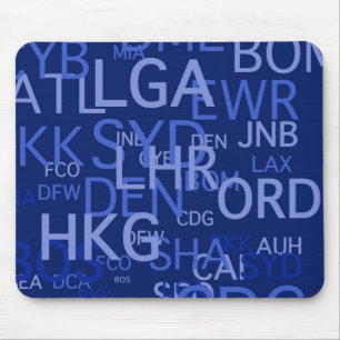 Mousepad Códigos do aeroporto do passageiro frequente