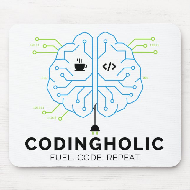 Mousepad Codingholic Tech Brain Programmer | Developer Gift (Frente)