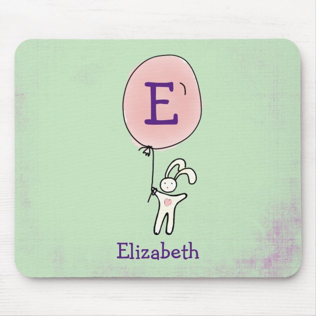 Mousepad Coelhinho bonito segurando um balão (Frente)