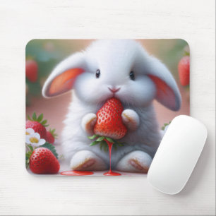 Mousepad Coelhinho Branco Com Morango Suculento