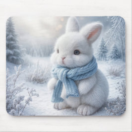 Mousepad Coelhinho Branco De Inverno Com Scarf