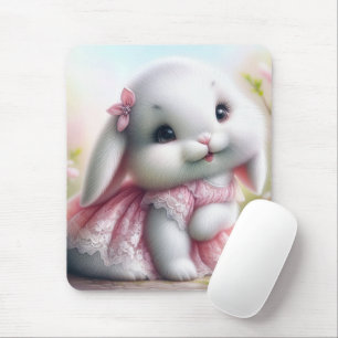 Mousepad Coelhinho Branco Vestindo Colar