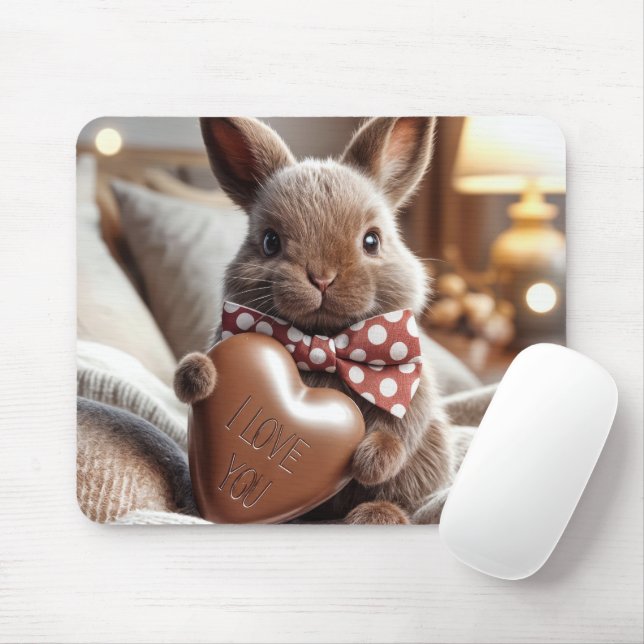 Mousepad Coelhinho com Coração de Chocolate (Com mouse)