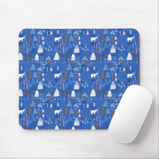 Mousepad Coelhinho da Floresta de Inverno Feliz de Neve Azu
