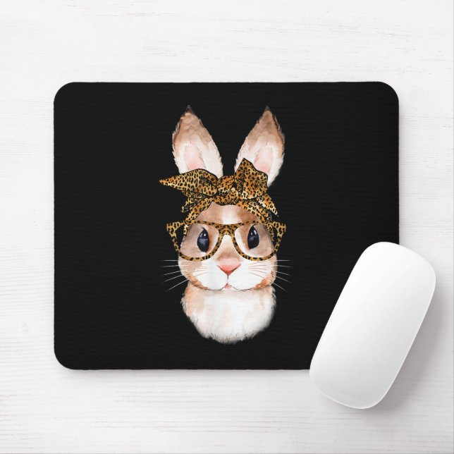 Mousepad Coelhinho da Páscoa Bonito Mãe Páscoa Ano Leopardo (Com mouse)