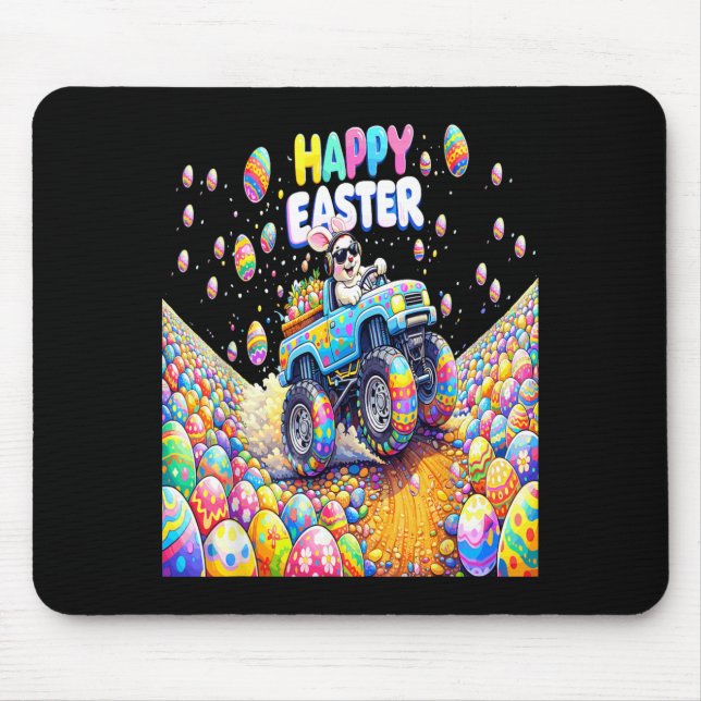 Mousepad Coelhinho da Páscoa Feliz Caminhão Monstro Ovos Me (Frente)
