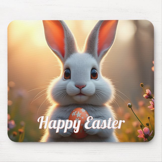 Mousepad Coelhinho de Páscoa alegre na Mágica da Primavera (Frente)