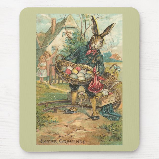 Mousepad Coelhinho De Páscoa Com Ovos Para Crianças Vintage (Frente)