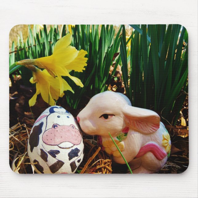 Mousepad Coelhinho de Páscoa e ovo de vaca (Frente)