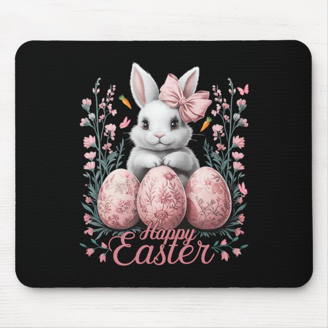 Mousepad Coelhinho Floral de Chinoiserie de Páscoa com Coqu (Frente)