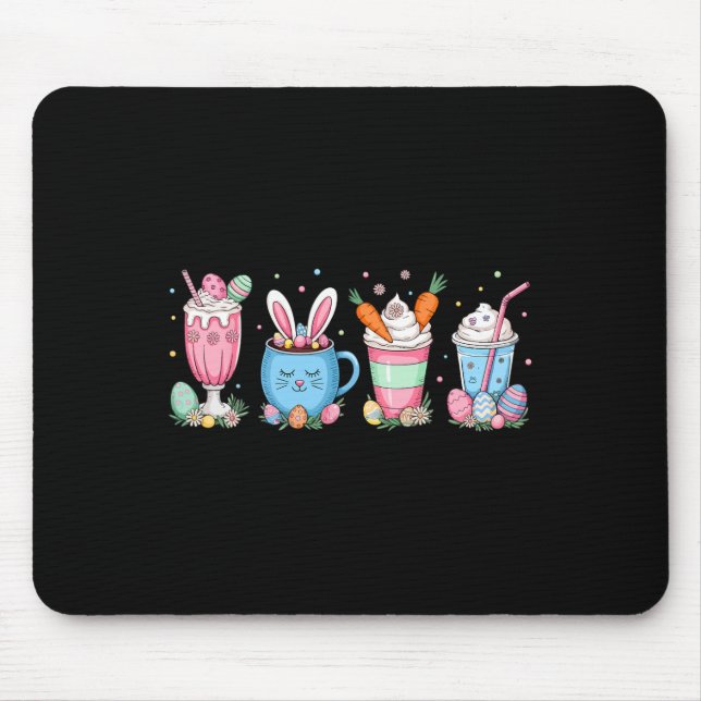 Mousepad Coelhinhos De Café De Páscoa Molho De Gelado Latte (Frente)