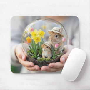 Mousepad Coelhinhos de Primavera em Terrário Segurado pela