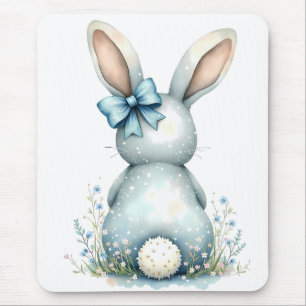 Mousepad Coelho Azul Coalhada Algodão Coelho Páscoa com Ovo