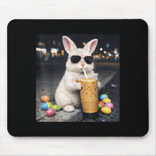 Mousepad Coelho Bebendo Café Gelado Funny Easter Egg Rabbit