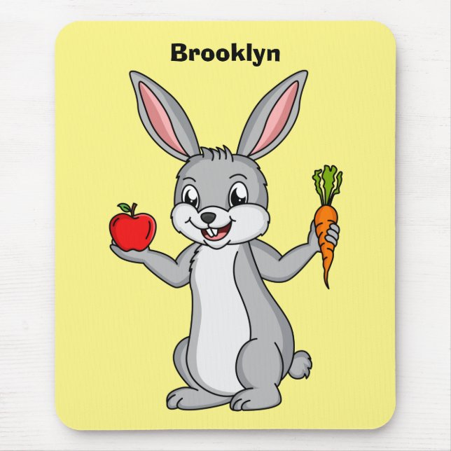 Mousepad Coelho bonito com cartografia de vegetais (Frente)