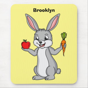 Mousepad Coelho bonito com desenho vegetal