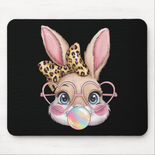 Mousepad Coelho Bonito Rosto Rosto Arco Leopardo Meninas Fe