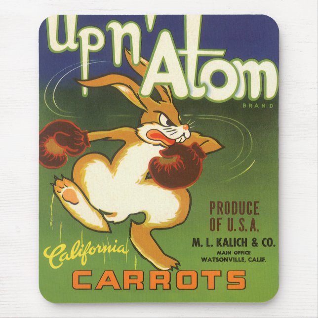 Mousepad Coelho Boxing de Etiquetas de Vintage, Arrastões A (Frente)