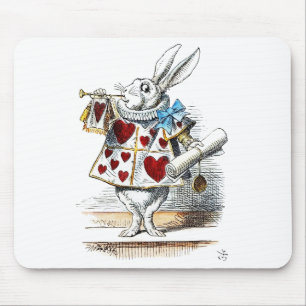 Mousepad Coelho Branco Alice no País das Maravilhas Coelho