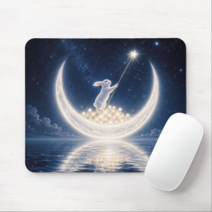 Mousepad Coelho Branco Colecionando Estrelas