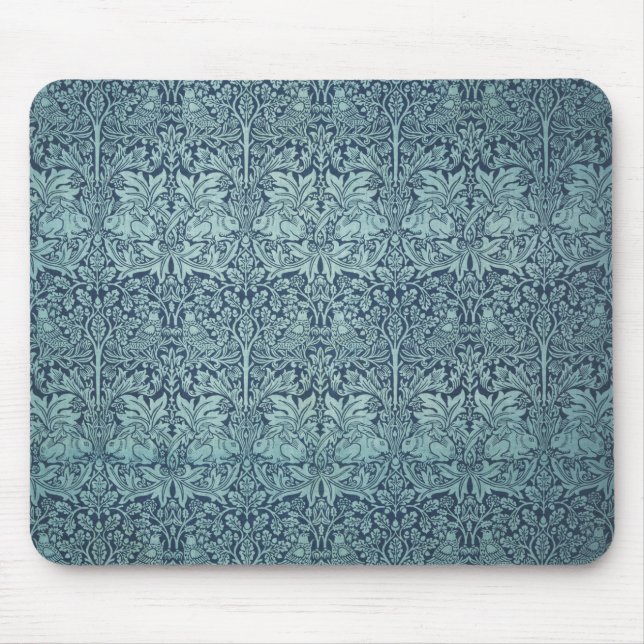 Mousepad Coelho Brer por William Morris Blue Textile Patter (Frente)