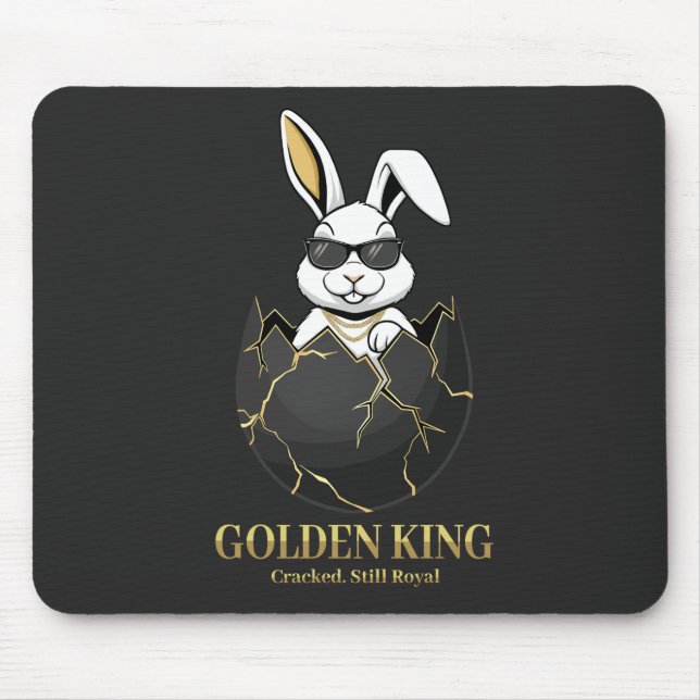 Mousepad Coelho com óculos legais, Dourado, rachado, real (Frente)