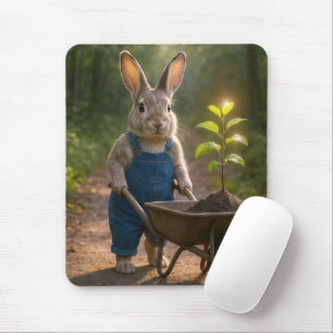 Mousepad Coelho com uma árvore vacilando em uma roda