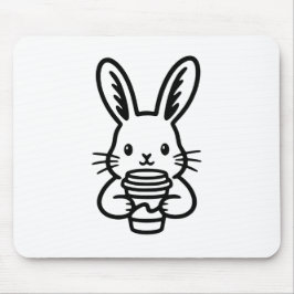 Mousepad Coelho Curioso com Xícara de Café