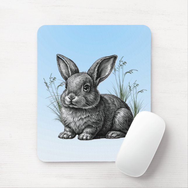 Mousepad Coelho da Cinza bonita contra o céu azul (Com mouse)