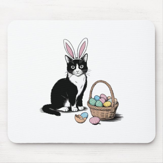 Mousepad Coelho da Páscoa Amante de Gatos Divertido Design  (Frente)