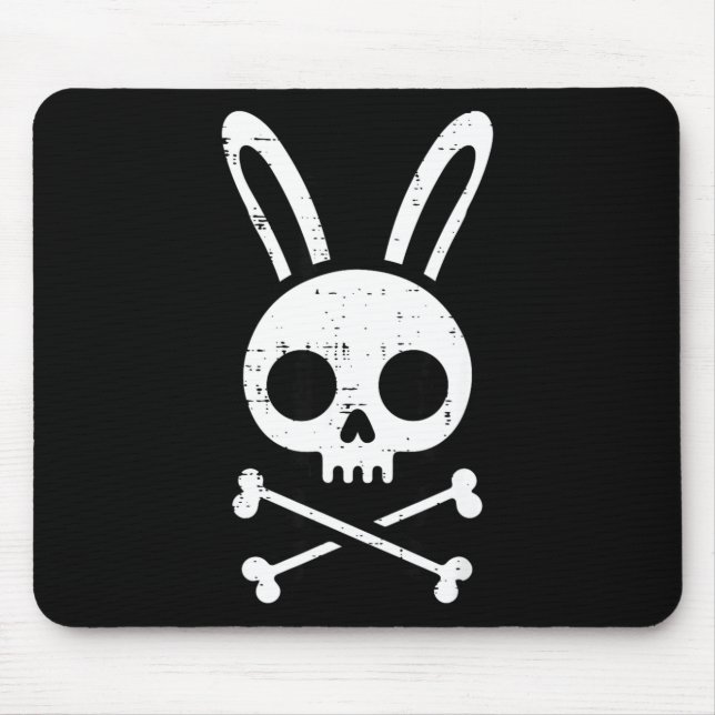 Mousepad Coelho da Páscoa Caveira Cruz Ossos Coelho Gótico  (Frente)
