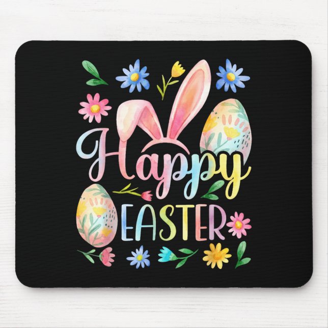 Mousepad Coelho da Páscoa Feliz Rosto de Coelho Dia da Pásc (Frente)