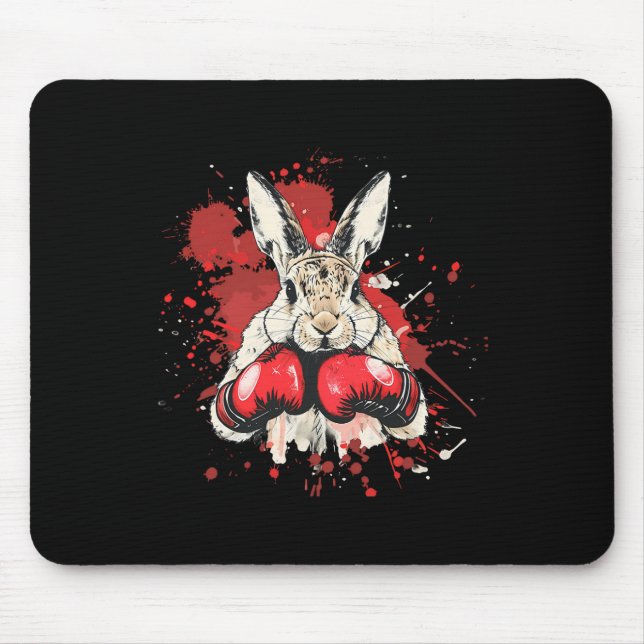 Mousepad Coelho de Boxe Com Luvas de Boxe Kickboxing Engraç (Frente)