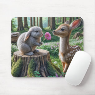 Mousepad Coelho de orelha-disquete com flor e fêmur