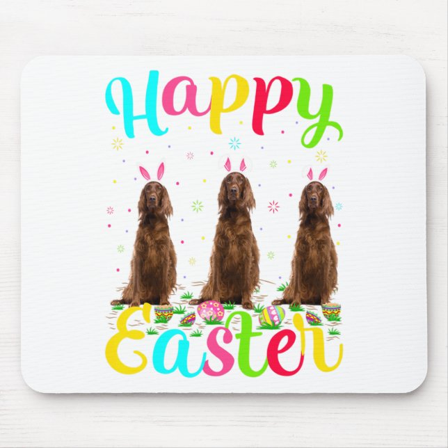 Mousepad Coelho de Páscoa engraçado Setter Irlandês Cão Fel (Frente)